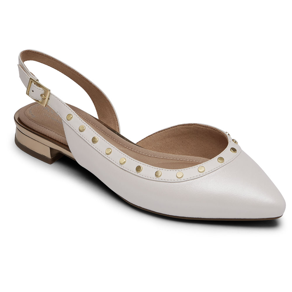 Rockport Womens Total Motion Zuly Studded - Slingback White - LRI643798